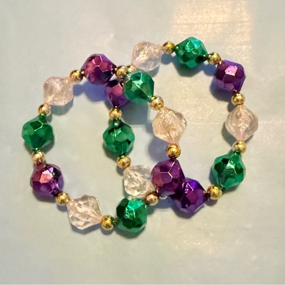 Mardi Gras Beaded Bracelet Set